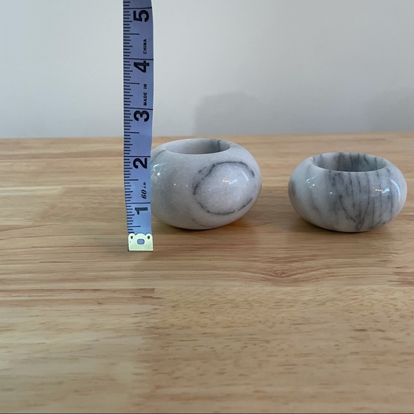 2pc Vintage Marble Stone Candle Holders - Picture 4 of 7